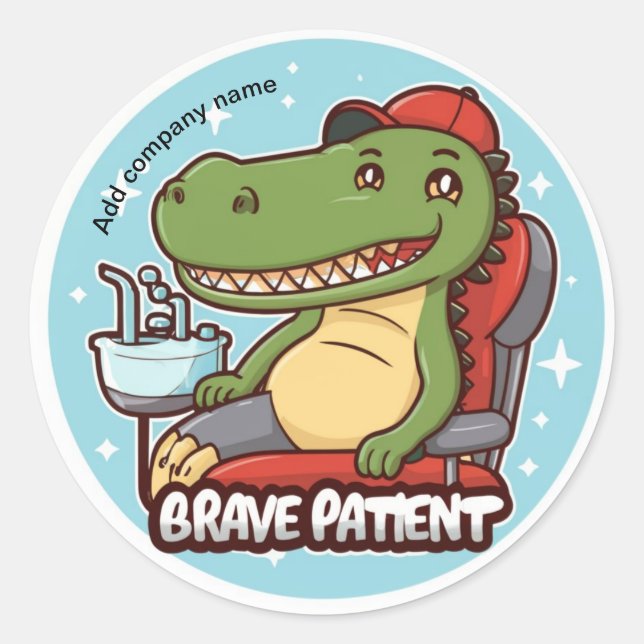 brave patient crocodail classic round sticker (Front)