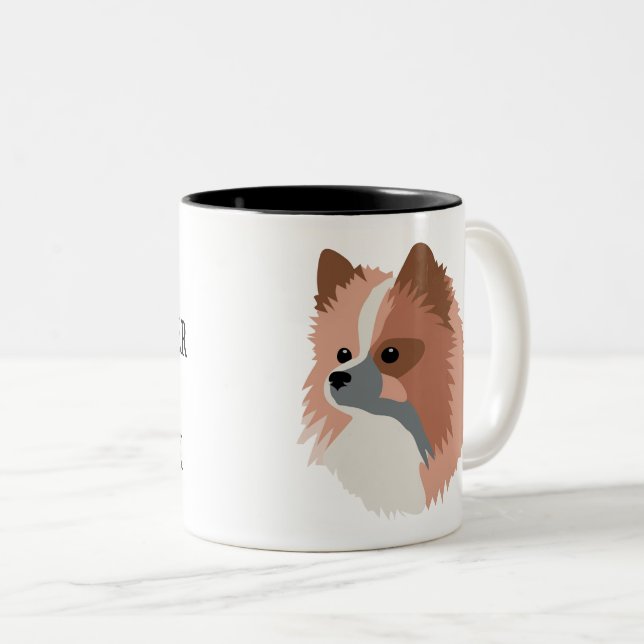 Brave Pomeranian "Way Tougher Than I Look" Two-Tone Coffee Mug (Front Right)