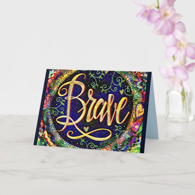Brave Pretty Floral ONE WORD Inspirivity Card (Orchid)