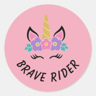Brave Rider Unicorn Rose Classic Round Sticker