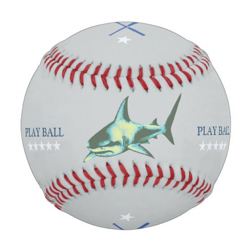 brave shark baseballer personalized baseball