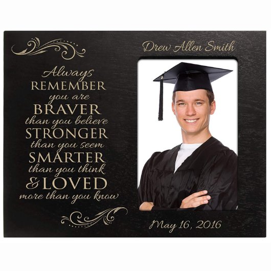 Brave & Strong Black Graduation Picture Frame (Front)