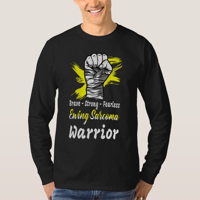 Brave Strong Fearless Ewing Sarcoma Warrior Yellow T-Shirt (Front)