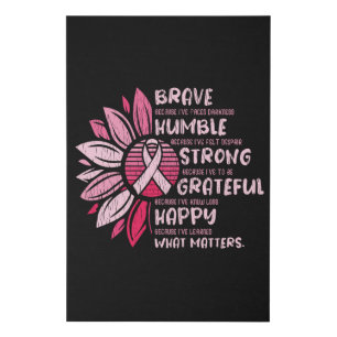 Brave Strong Grateful Breast Cancer Awareness Faux Canvas Print