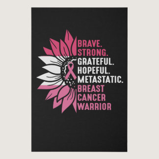 Brave Strong Grateful Breast Cancer Awareness Faux Canvas Print