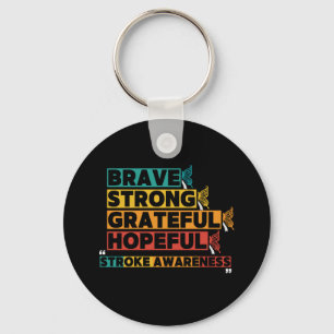 Brave strong greatful hopeful stroke awareness keychain