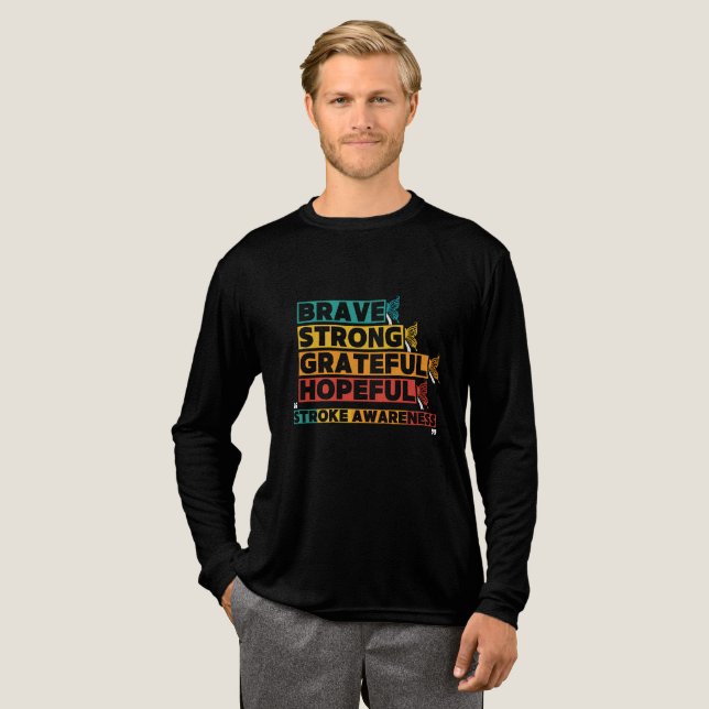 Brave strong greatful hopeful stroke awareness Tri-Blend shirt (Full Front)