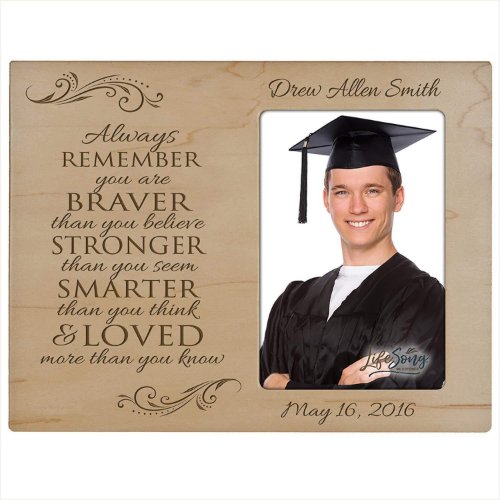 Brave  Strong Maple Graduation Picture Frame