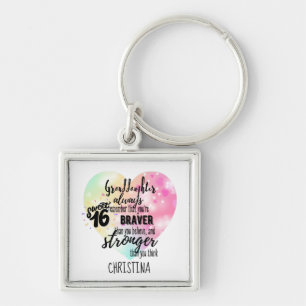 Brave Strong Quote Granddaughter Sweet16 Custom Keychain