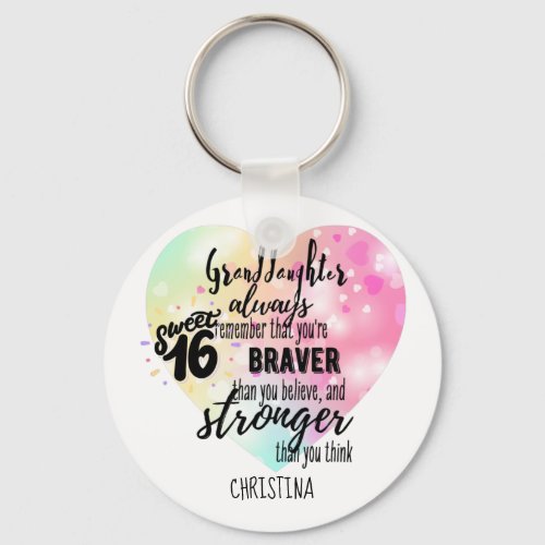 Brave Strong Quote Granddaughter Sweet16 Custom Keychain