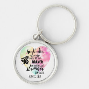Brave Strong Quote Granddaughter Sweet16 Custom Keychain