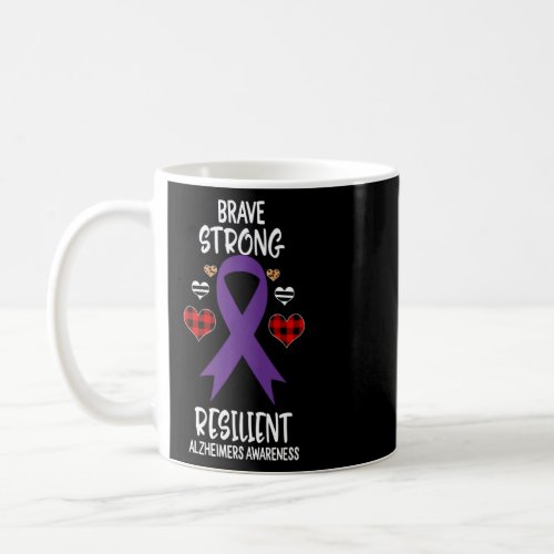 Brave Strong Resilient Alzheimers Awareness Ribbon Coffee Mug