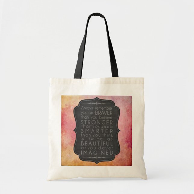 Brave, Strong, Smart and Beautiful Inspiration Tote Bag (Front)