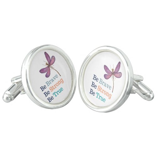 Brave Strong True Dragonfly Cufflinks