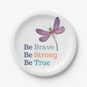 Brave Strong True Dragonfly Paper Plates