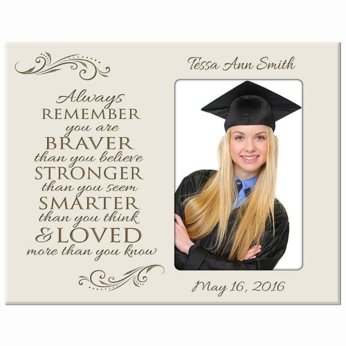 Brave  Strong White Graduation Picture Frame