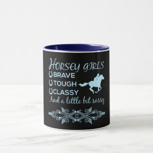 Brave Tough Classy Horse Girl in Light Blue Mug