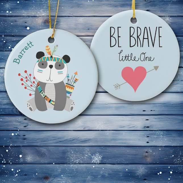 Brave Tribal Panda Bear Personalized Ceramic Ornament (Creator Uploaded)