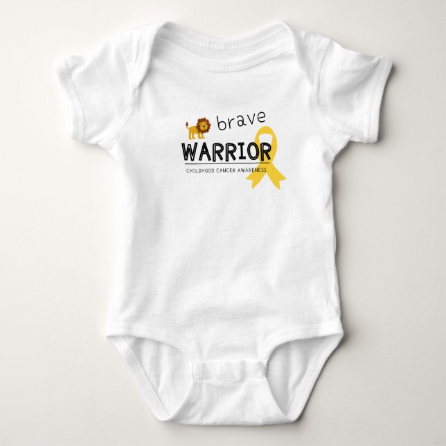 brave warrior cancer lion baby bodysuit (Front)