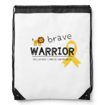 brave warrior childhood cancer Drawstring Backpack