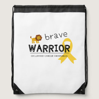 brave warrior childhood cancer Drawstring Backpack