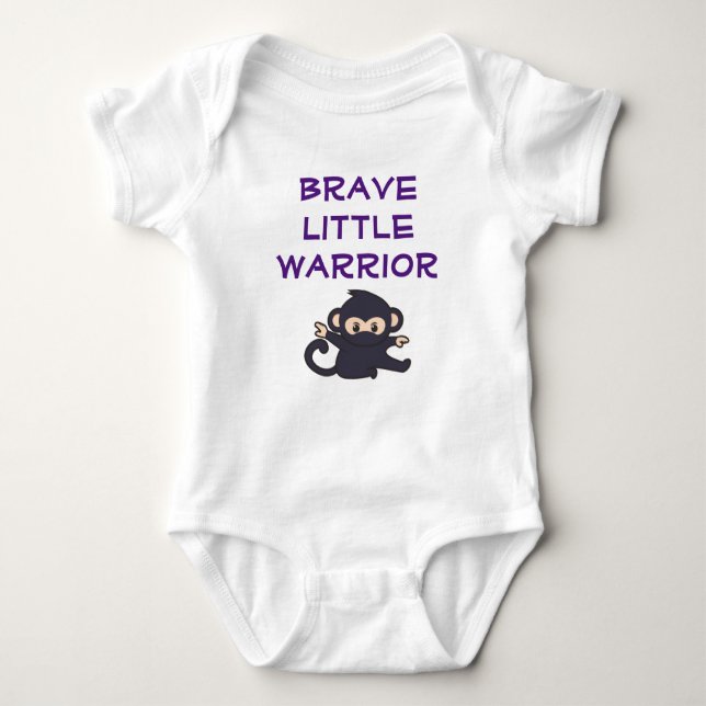 Brave Warrior Funny Cute Cartoon Ninja Monkey Baby Bodysuit (Front)