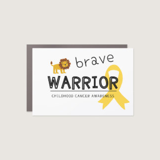 brave warrior lion childhood cancer  Car Magnet
