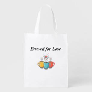 Braved Just Love – Whimsical Coffee Mugs with Hear Grocery Bag
