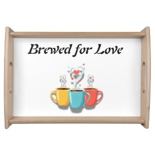 Braved Just Love – Whimsical Coffee Mugs with Hear Serving Tray