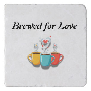 Braved Just Love – Whimsical Coffee Mugs with Hear Trivet