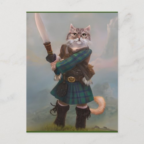Braveheart Scottish Highlander Cat Scotland Card