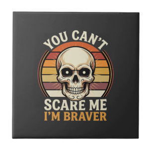 Braver Halloween Skull Retro Horror Design_1 Ceramic Tile