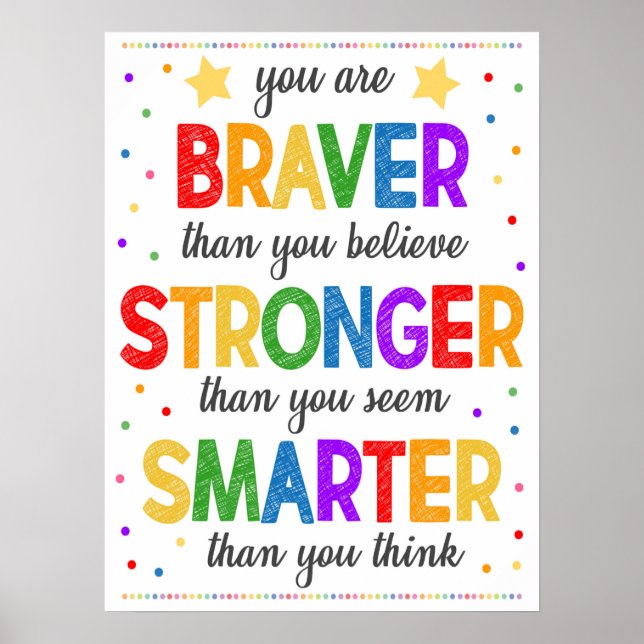 Braver Smarter Stronger Rainbow Classroom Poster (Front)
