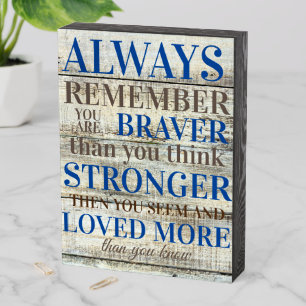 Braver Stronger Loved More Christian Words Wooden Box Sign