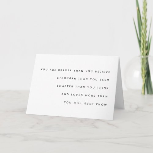 Braver Stronger Smarter Loved  Milne Quote Modern Card