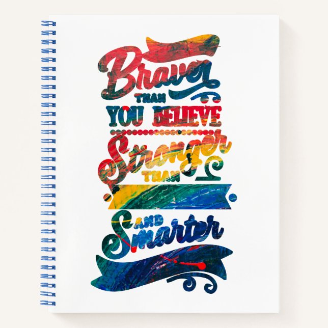 Braver Than You Believe Autism Awareness Rainbow Notebook (Front)