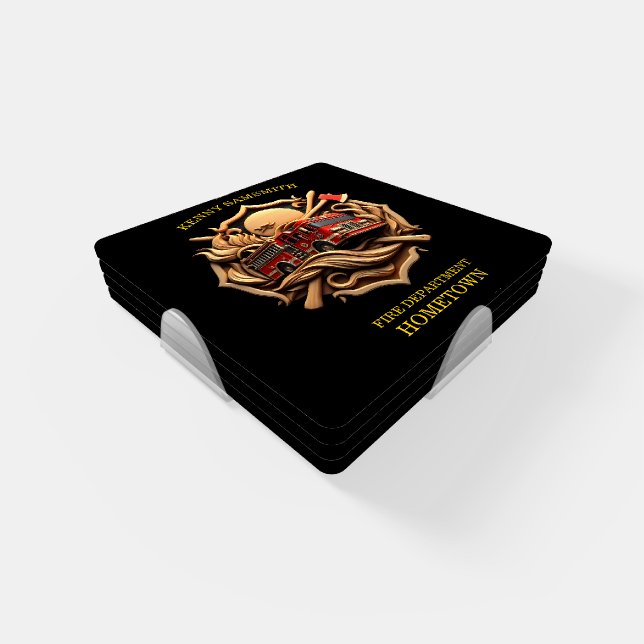 Bravery And Dedication Fire Department  Coaster Set (Set)
