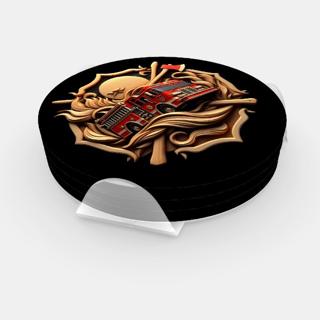 Bravery And Dedication Fire Department  Coaster Set (Set)