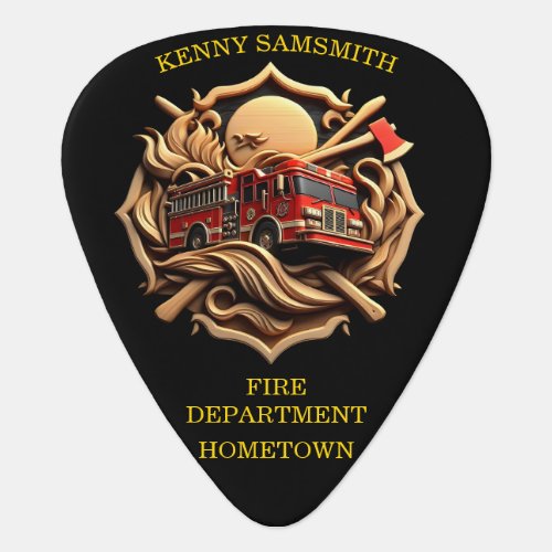 Bravery And Dedication Fire Department  Guitar Pick