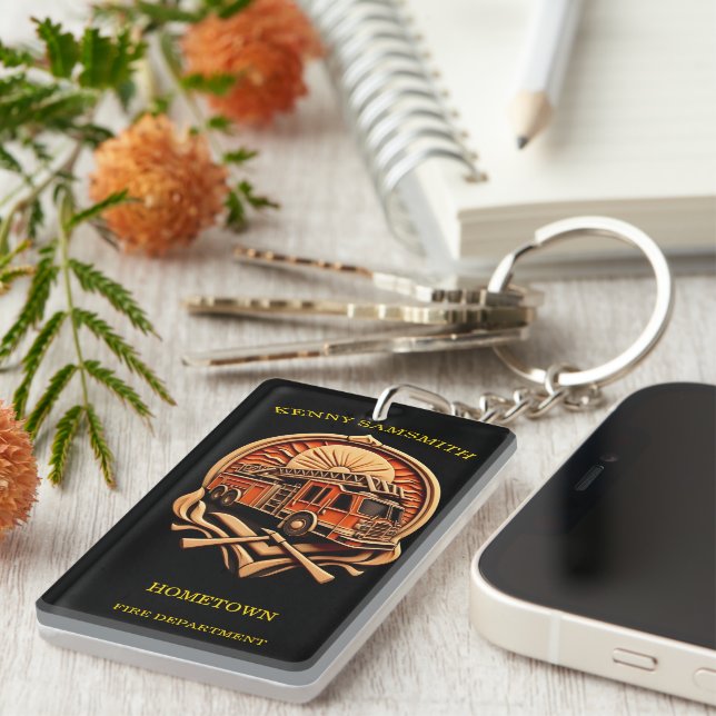Bravery And Dedication Fire Department Keychain (Front Right)
