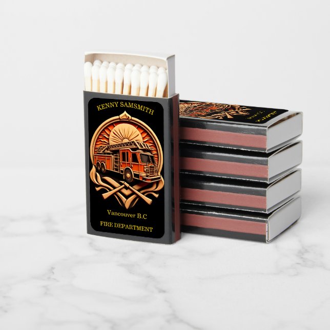 Bravery And Dedication Fire Department Matchboxes (Stacked)
