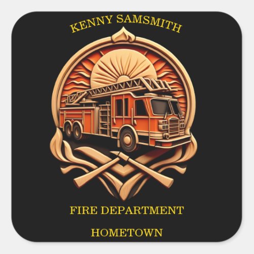 Bravery And Dedication Fire Department Square Sticker