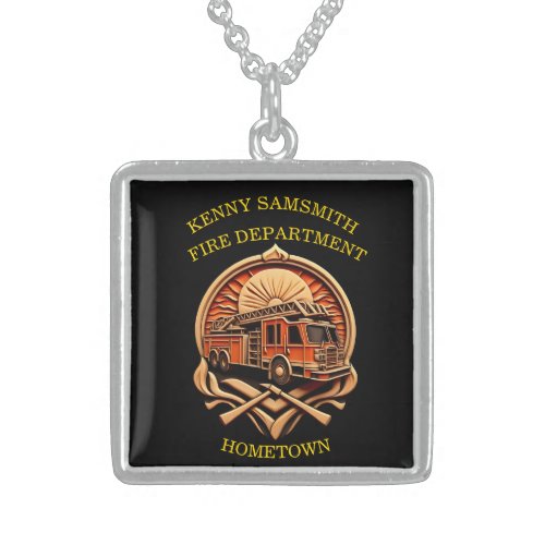 Bravery And Dedication Fire Department Sterling Silver Necklace