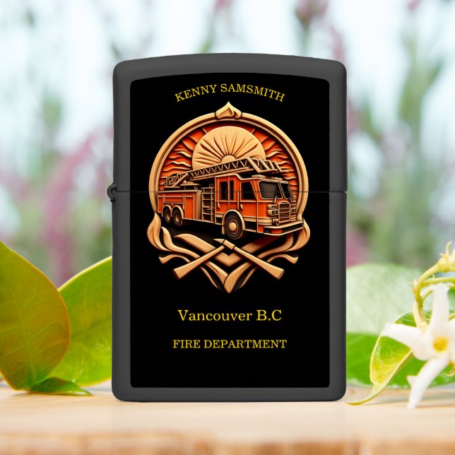 Bravery And Dedication Fire Department Zippo Lighter (On Table)