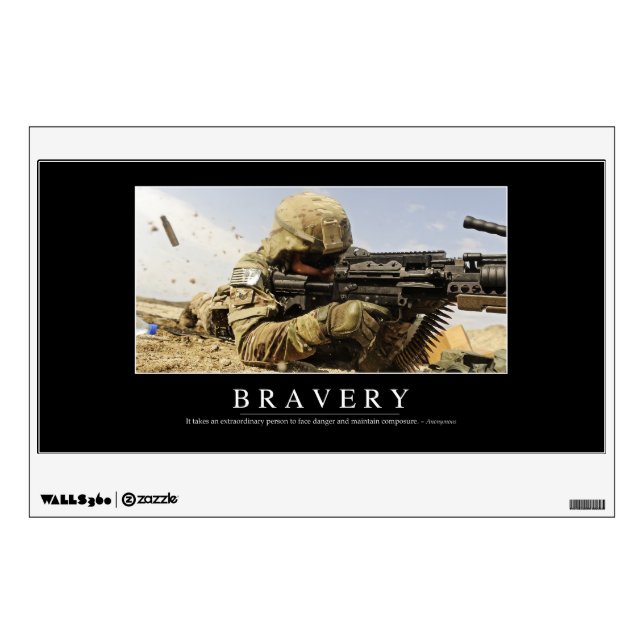 Bravery: Inspirational Quote Wall Sticker (Front)