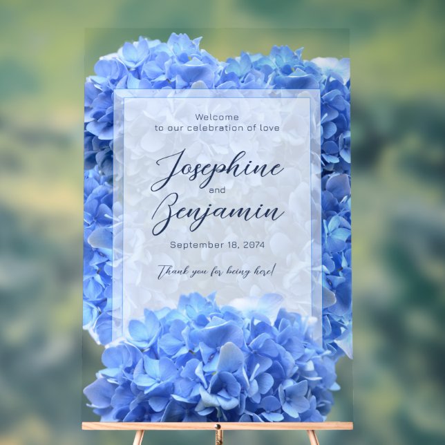 Bravest Blue Wedding Welcome Floral Sign (Neutral)