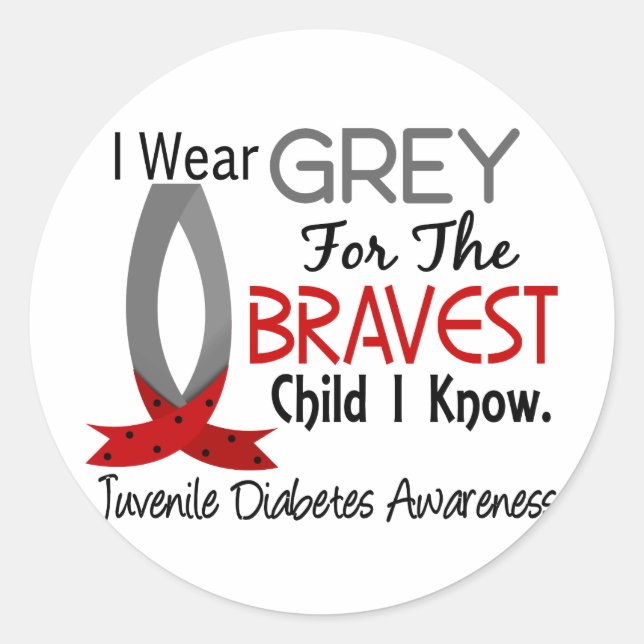Bravest Child I Know Juvenile Diabetes Classic Round Sticker (Front)