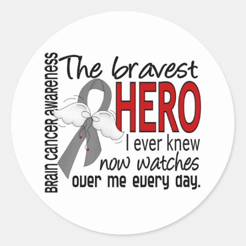 Bravest Hero I Ever Knew Brain Cancer Classic Round Sticker