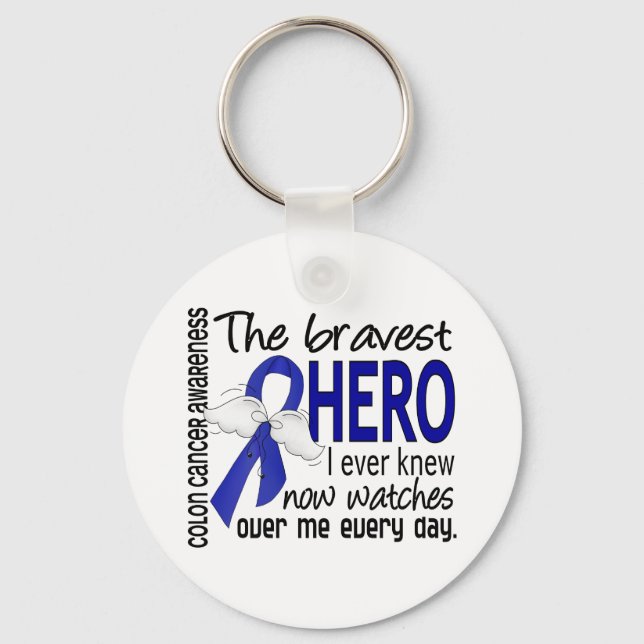 Bravest Hero I Ever Knew Colon Cancer Keychain (Front)