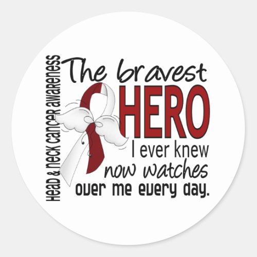 Bravest Hero I Ever Knew Head and Neck Cancer Classic Round Sticker